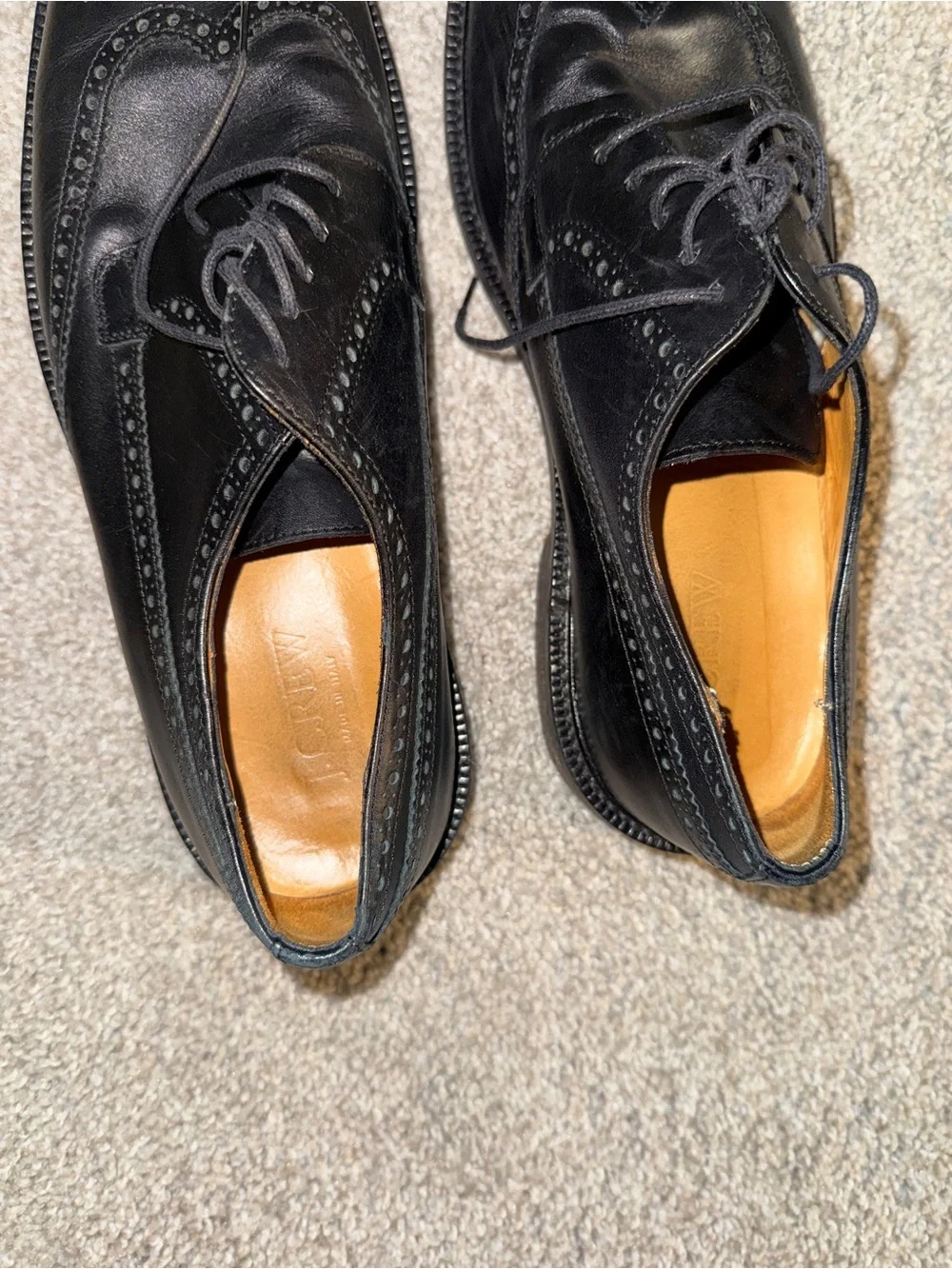J Crew Men’s Black Leather Wingtip Oxfords
